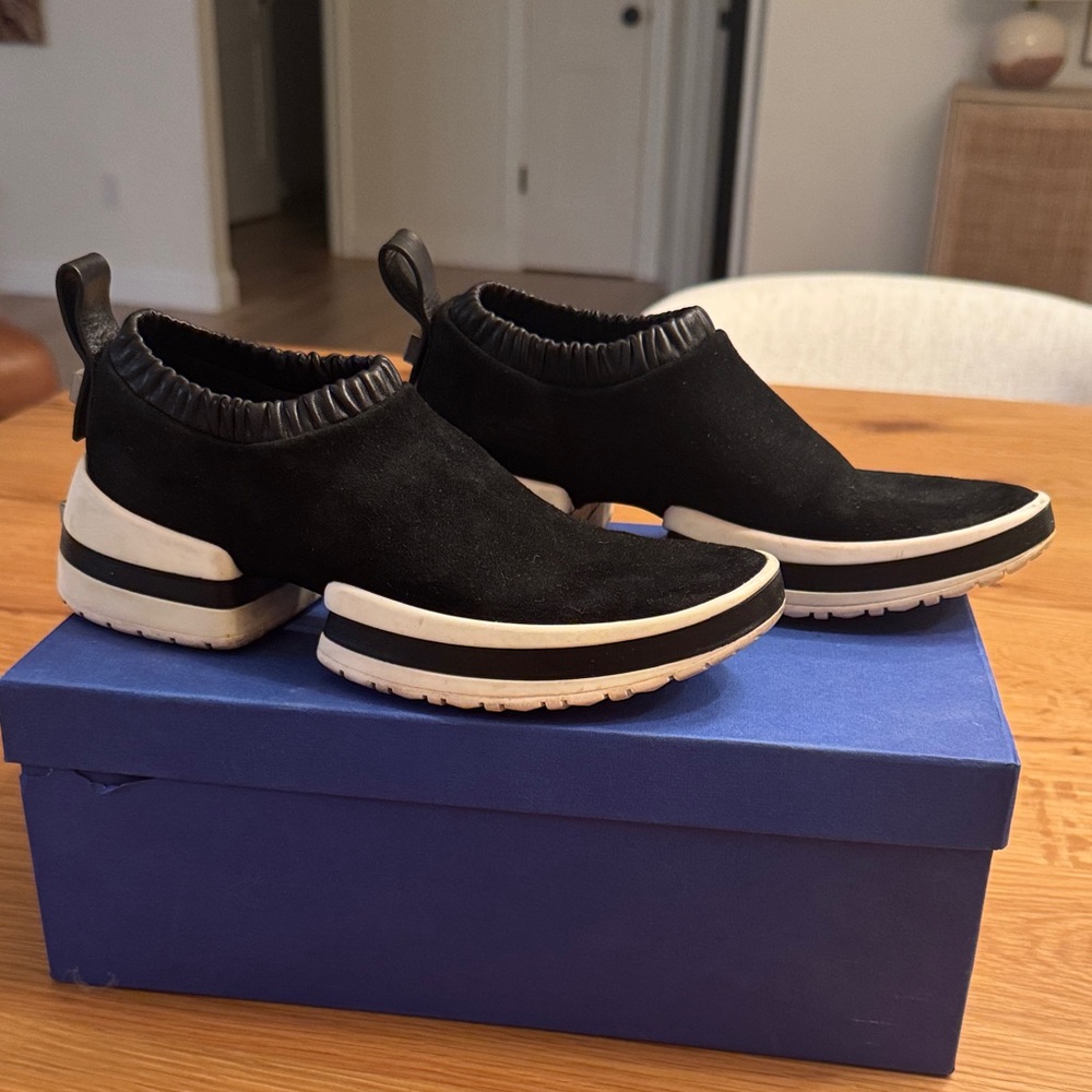 Stuart Weitzman Black and White Women's Slip-On Sneakers 6.5